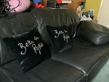 Harrods Black Leather Sofa