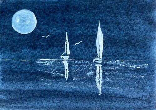 Original watercolour seascape - watercolour,