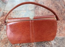 VINTAGE TAN LEATHER HANDBAG. 1950S. LOVELY CONDITION.