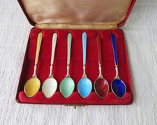 BOXED SET OF 6 SILVER GILT &
