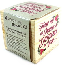 Wooden Cube Blossom Kit 3" Planter “Thank You For Making A Difference This Year”