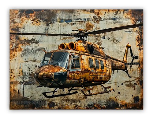 Rusty style helicopter - helicopter, print
