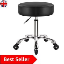 Ergonomic Swivel Stool on Wheels - Height Adjustable & Stylish Black Design