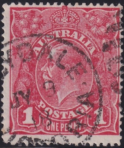 Aust kgv red swk - red, postmark