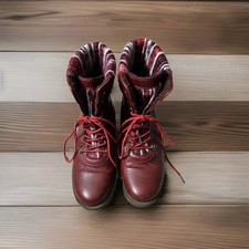 Pavers Knitted Cuff  Ankle Boots - Size UK 6 Burgundy Fur Lining 