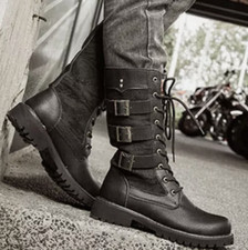 Mens biker riding boots - biker, army