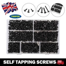 700Pcs Assorted Box of Self Tapping Screws Flanged Workshop Tappers Black DIY UK