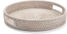 30Cm round Rattan Tray, Woven