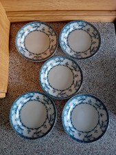 POUNTNEY'S Bristol Vintage 7'' PLATES x5 Blue & White ODELBERG art deco pattern