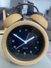 Classic Karlsson Wooden Alarm Clock With Black Face 
