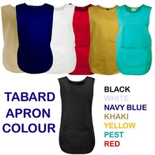 UNISEX TABARD APRON FRONT POCKET Kitchen Bar Cleaning Catering Uniform Colour UK