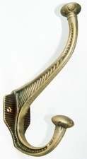 Large Vintage Antique Reclaimed Solid Brass Coat Hat Hook
