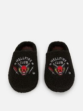Stranger Things Hellfire Club Fleece Slippers New with tag black Primark 