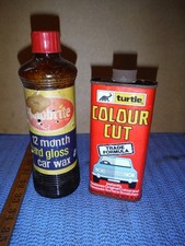 RARE 1950S AUTOBRITE CAR WAX BEE HIVE GLASS BOTTLE TURTLE COLOUR CUT TIN DISPLAY