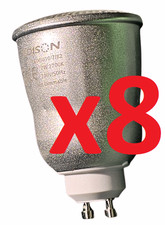8x Edison GU10 7W CFL 2700K Flood Bulb Lamp EDGU10/7/82