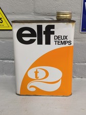 Vintage French Elf DEUX TEMPS 2 Stroke Oil Tin / Can 2 Litre EL63