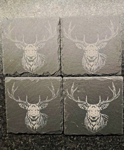 Grey slate square coaster set - grey,