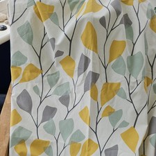 John Lewis Lined Eyelet Curtains Duck Egg Green Grey Leaf Pattern W46xL88 Inches