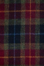 Harris Tweed Fabric Cloth black green burgundy check  74cm Wide x 50cm Long