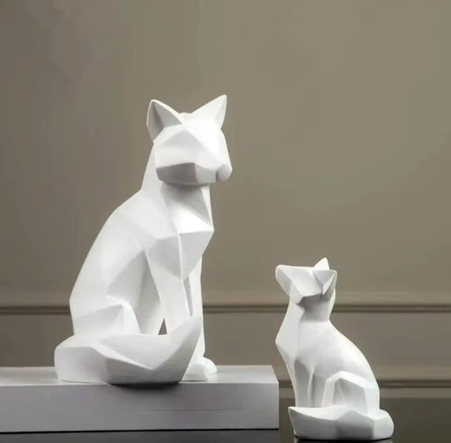 Modern geometric fox figurines - modern,