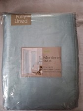 Dunelm MONTANA Duck Egg Faux Silk Curtains Fully Lined  90" wide x 72" drop 