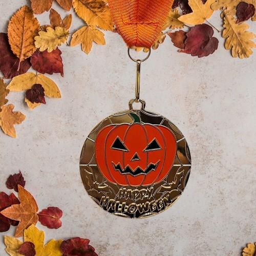 Pumpkin metal medal ribbon - pumpkin, on