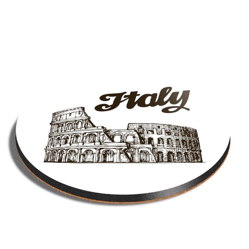 Round mdf coaster - mdf, colosseum