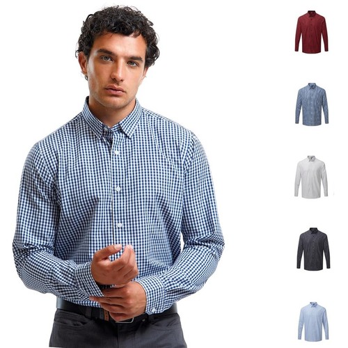 Mens long sleeve gingham - mens, check