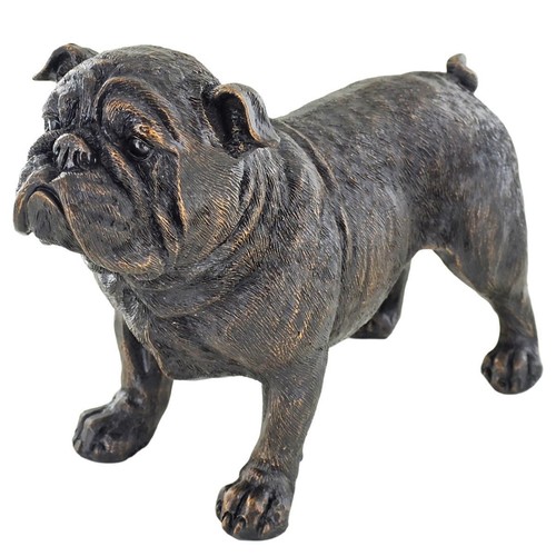 Bulldog dog painted bronze - dog,