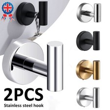 2x Bathroom Towel Robe Coat Hook Stainless Steel Wall Mounted Hooks Door Hanger
