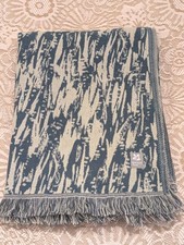 National Trust Blanket Blue Pattern Cotton Wool Blend Throw bedspread Picnic 