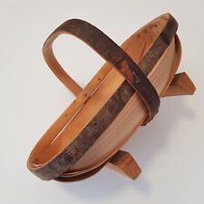 Fruit Berry Mushroom picker basket vegetable garden wooden handcrafted 31cm