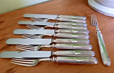 Vintage Art Deco Silver Plate Set of 5 Tea Knives and Forks by Walker and Hall