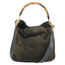 GUCCI Bamboo Hand Bag Suede