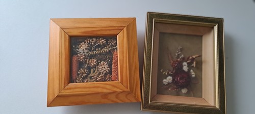 Vintage framed dried - , flowers