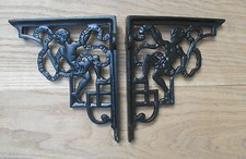 PAIR of ANTIQUE STYLE CHERUB CAST IRON SHELF BRACKETS CISTERN BRACKET SHELVING