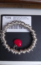 links of london sweetie bracelet,classic red heart charm,925 silver,medium,61g