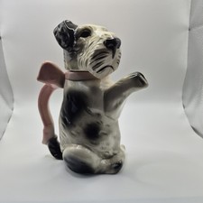 Vintage Terrier Dog With Pink Bow Ceramic Teapot.
