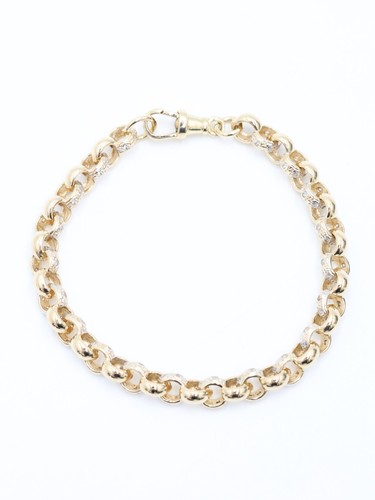 Gold belcher bracelet 9ct - cz,