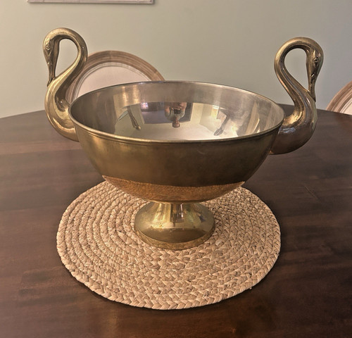 Vintage solid brass swan - vintage,