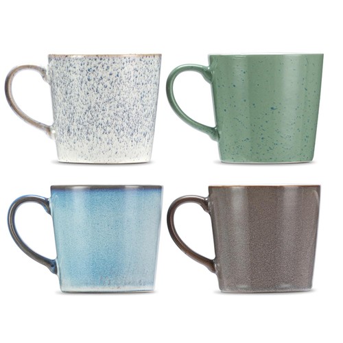 Reactive glazed mugs 4pc set - glazed,