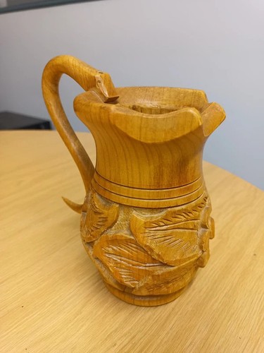 Lovely wooden hand - carved, jug