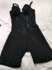 BN Flexees Womens Bodysuit Shapewear 34B Black Short Legs Non Slip