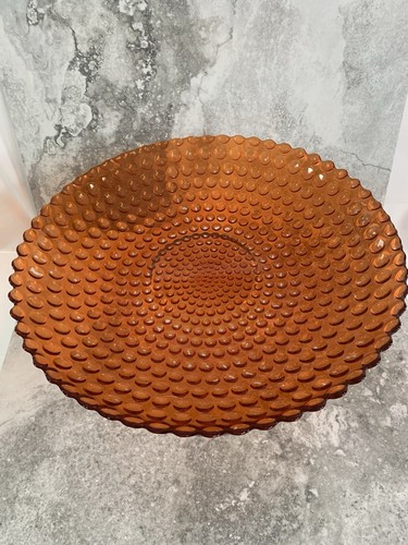Amber orange glass hobnail - orange,