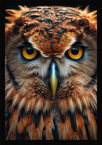Dramatic owl framed wall art - owl,