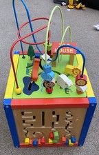 Vintage Large Zoo Animals Theme Wooden Activity Box Storage play cube 