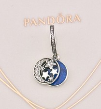 New 100% Genuine Authentic Pandora Silver Moon & Blue Sky Dangle Charm 791993CZ