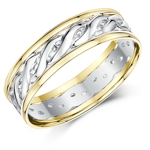 9ct yellow white gold - white, two