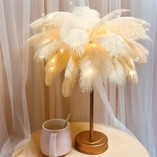 Feather Shade Table Lamp Lampshade Shaped Table Night Light Decor Light