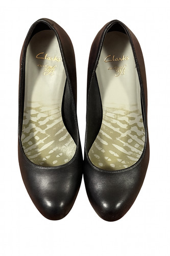 Black leather mid heel - black,